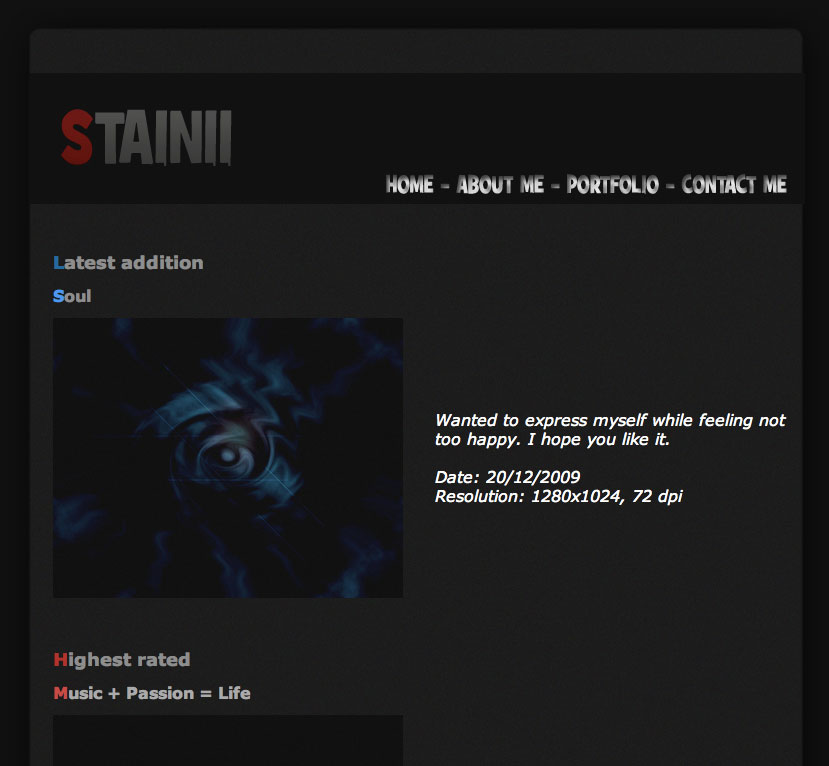 My first portfolio, 2008