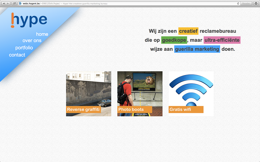 Screenshot fo the web site