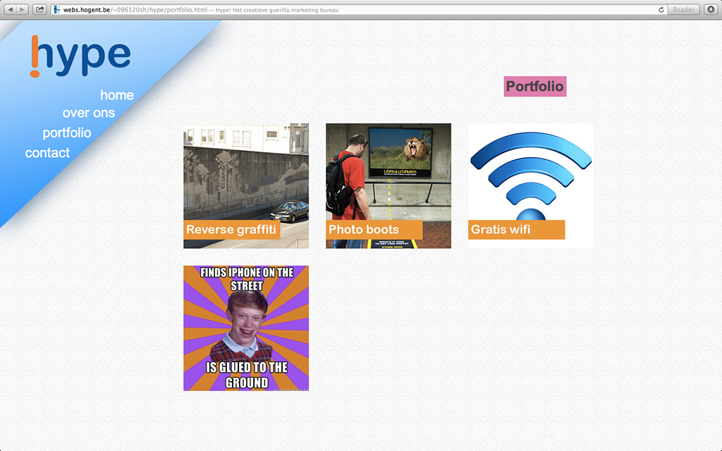 Screenshot fo the web site