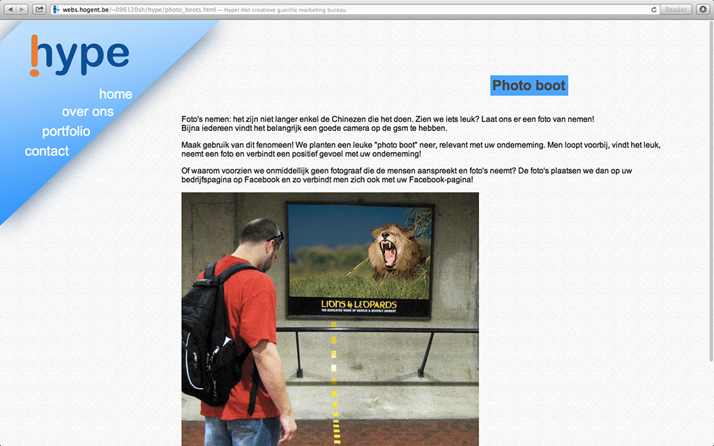 Screenshot fo the web site